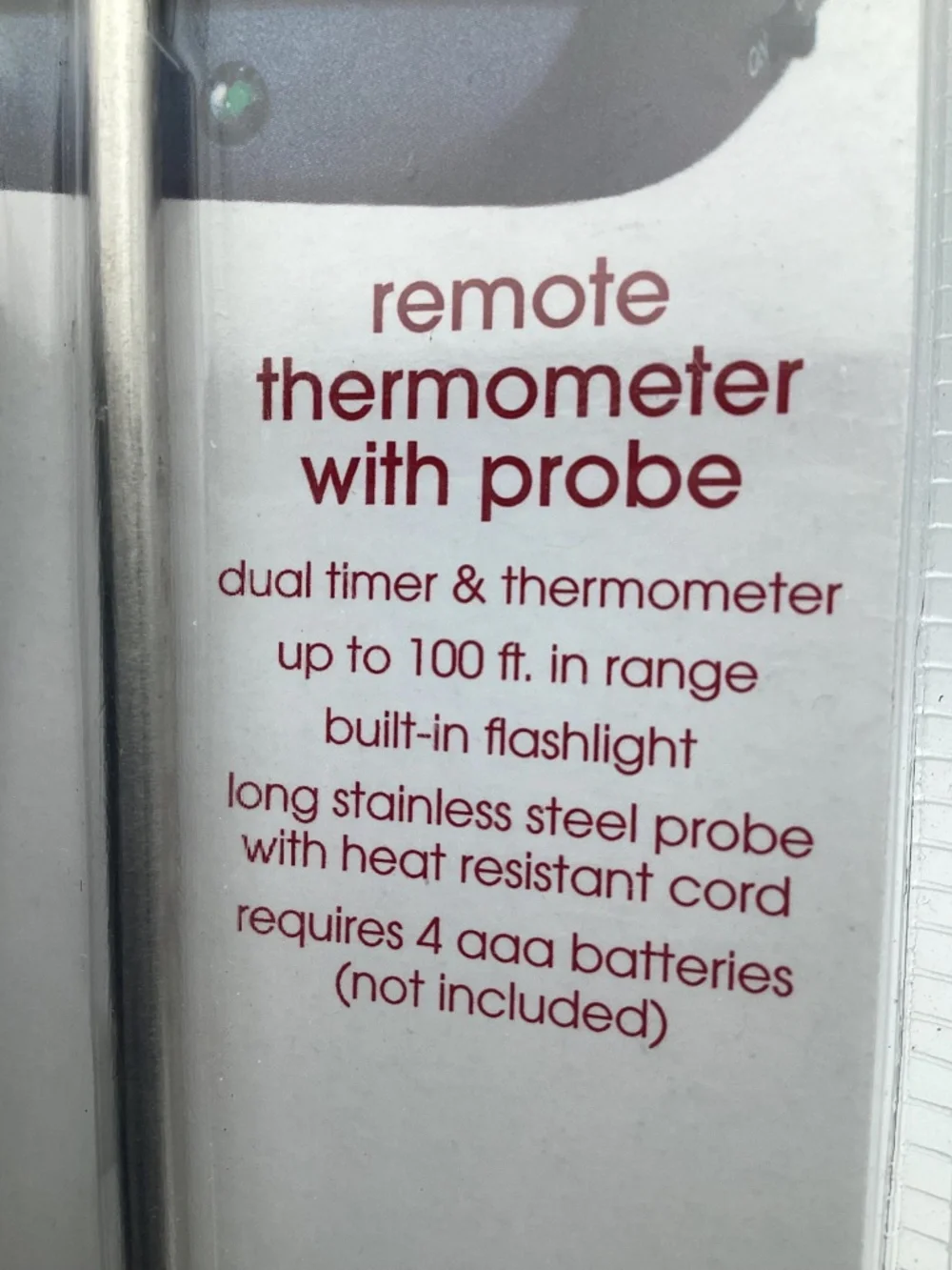 Grand Gourmet 100 Ft. Range Remote Cooking Thermometer W/ Probe